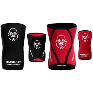 Beast Gear Knee Sleeves for Weightlifting - 5mm Reversible Neoprene Compression Sleeve Pack for Powerlifting, Squats & Running, medium