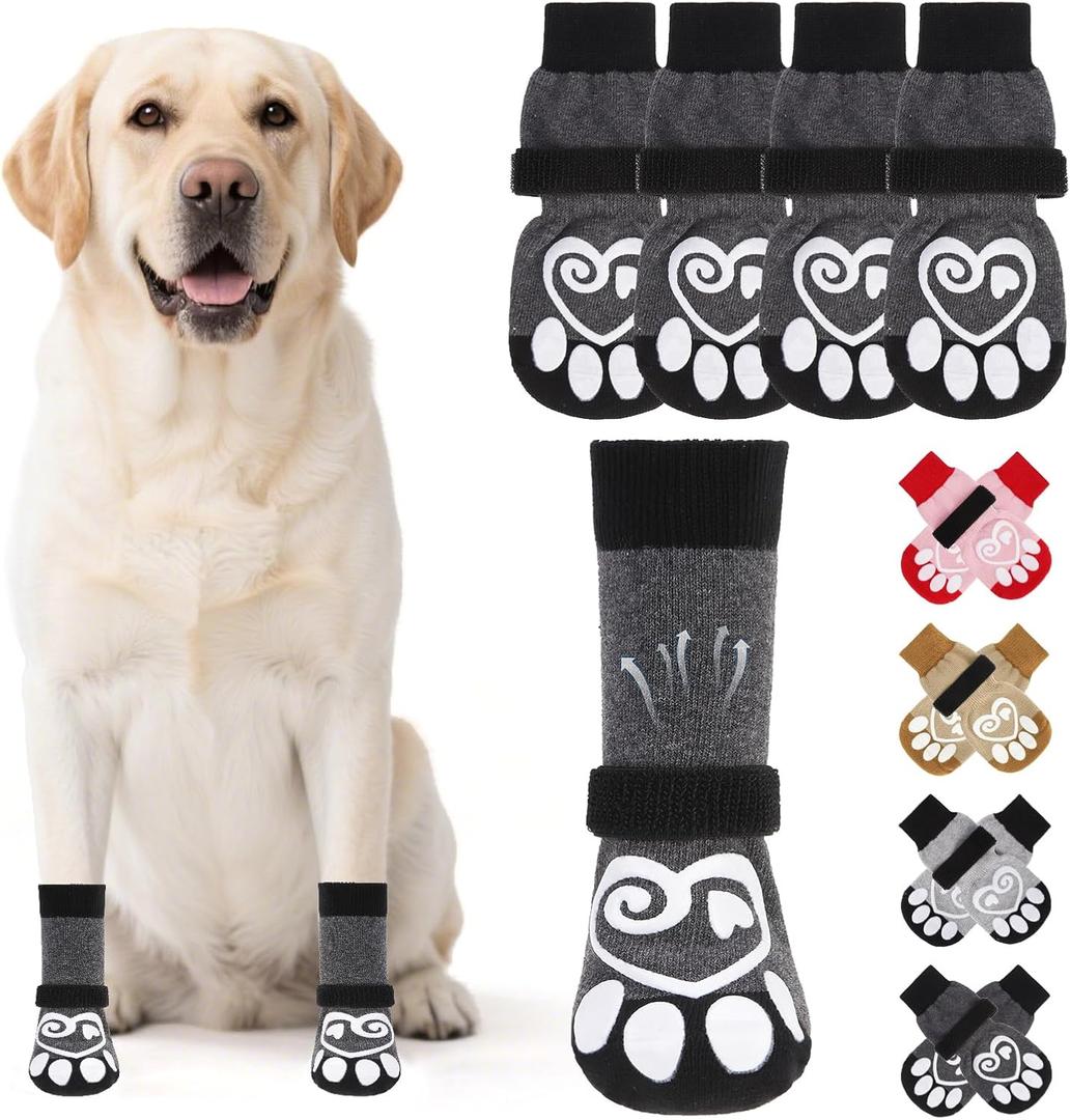 KOOLTAIL Dog Socks for Hot/Cold Pavement to Prevent Licking Paws,Dog Boots&Paw Protector for Hardwood Floors Anti Slip,Traction Control Booties for Small Medium Large Senior Dogs,XL