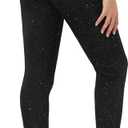 Women's High Waisted Black Shiny Sequin Pants, Casual Elastic Waist Sparkle Glitter Skinny Leggings for Women (Black, L)