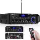 298Pro Receiver for Speakers, 5.0 Bluetooth Receiver for Home Stereo,RMS 400Wx2 Power Amp, Bass Treble Control,USB/SD/RCA/MIC/FM