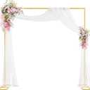 Putros Heavy Duty Backdrop Stand 8ft x 8ft Gold Pipe and Drape Kit Adjustable Metal Backdrop Sand for Wedding Photobooth Exhibition Decoration