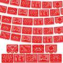VitalCozy 4 Pack 59 ft Mexican Papel Picado Banner Plastic Mexican Talavera Party Fiesta Banner Wedding Hanging Decorations for Cinco De Mayo Cielito Lindo Party Supplies(Red)