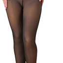 Women's Fleece Lined Tights - Sheer Warm Pantyhose Fake Translucent, High Waist Thermal Leggings for Winter (Black, L)