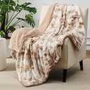 Bedsure GentleSoft Sherpa Fluffy Throw Blanket - Fleece Warm and Cozy Throw for Women Gift, Plush & Fuzzy Faux Fur Blanket for Couch, Sofa and Bed Decor, Tie Dye Design, Beige, 50x60 Inches