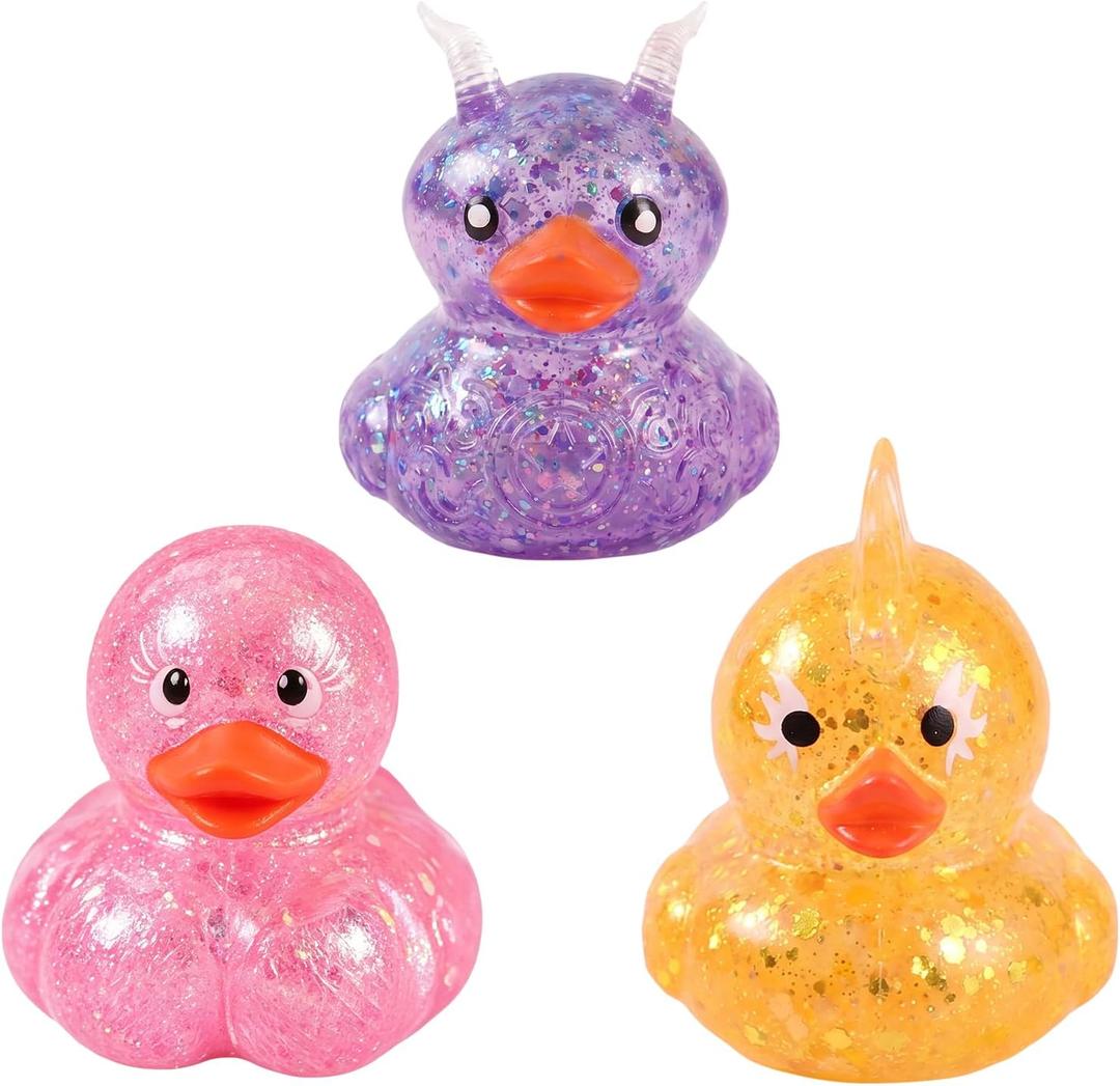 Squishy Stress Relief Animal Toys - 4pcs Colorful Glitter Fidget Toys, Cute Soft Squeeze Toys, Moldable Sensory Toy for Adult, Kids, Party Favors Anxiety Relief Squishy Toys(Dinosaur)