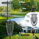 Disc Golf Basket with 24/12 Heavy Duty Chains, Disc Golf Target with Adjustable Height/Sound Reducer & Remote LED Light & Light Up Discs, Durable Practice Goal with Ground Stake for Backyard, Height: 52" or 74"; Depth: 7.1"
