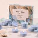 DEVI Ocean Breeze Highly Scented Tea Lights Candles 48 Pack, 3.5-4 Hours Natural Palm Tea Candles for Home Scented, Small Blue Votives with Natural Essential Oils for Gifts