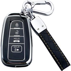 Key Fob Cover Case Compatible with Toyota 2019-2023 Camry RAV4 Highlander Corolla 4Runner Avalon C-HR Prius (Black)