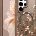 DOMAVER for Samsung Galaxy S26 Ultra Case, Magnetic Phone Case for Samsung S26 Ultra [Compatible with MagSafe] Slim Fit Flowers Floral Design Shockproof Protective Bumper Women Girls Cover- Brown