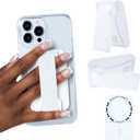 LoveHandle PRO MagSafe Compatible Magnetic Phone Grip w/Kickstand - Mount, Strap and Stand for Smartphone and Tablet - MagSafe Ring Included - Fits All Devices - White Silicone