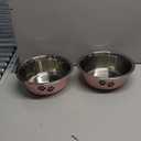 Stainless Steel Dog Bowls, Nonslip Rubber Bottom No Spill Proof Skid Metal Insulated Dog Bowls for Large Medium Small Breed Dogs (Pink, 6.6 Cups/53 OZ)