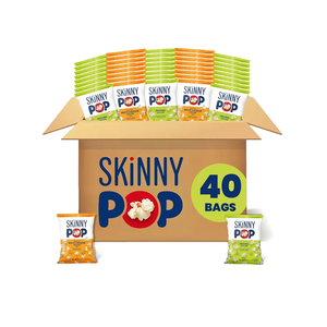 SkinnyPop Popcorn, Original and White Cheddar Variety Pack, Whole Grain, Dairy-Free Snack, 0.5oz (40ct)
