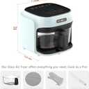BOSWELL 7.5 QT Large Glass Air Fryer, 6-1 Preset Cook Modes | Transparent Fry Bowl, Green, Circulating Heating & Temperature Control, Steak, Fries, Bake,Chicken, Dishwasher Safe