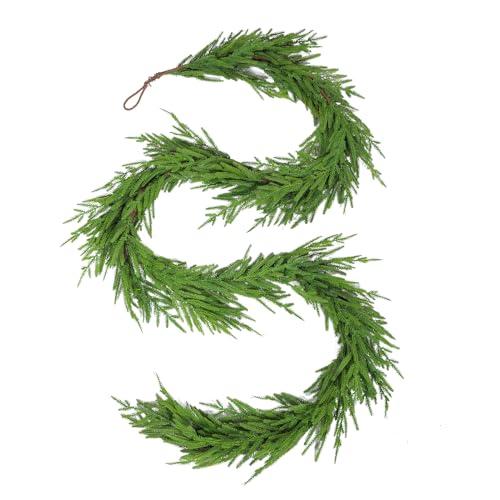 WBHome 9ft Real Touch Norfolk Pine Christmas Garland, Winter Greenery Garland for Christmas, Holiday Seasonal Outdoor/Indoor Home Decor, 9FT Long