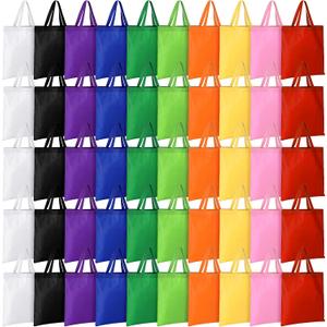 Woanger 100 Pcs Bulk Tote Bags 15'' x 16'' Reusable Fabric Shopping Canvas Bags Cloth Totes with Handles