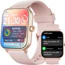 Smart Watches for Women,1.85" HD Display Compatible iPhone/Android (Answer/Make Calls),110+ Sport Modes Fitness Tracker with Heart Rate/Sleep/Sp02 Monitor, 200+watch Face IP68 Waterproof (Pink, 1.85)