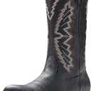 IUV Cowboy Boots For Men Western Boot Embroidered Square Toe Traditional Hunting Working Boots, Black, size 10