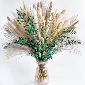 Green Pampas Grass Bouquet  Boho Home & Wedding Floral Arrangements  Dried Pampas Grass Decor for Living Room, Fireplace, and Modern Farmhouse