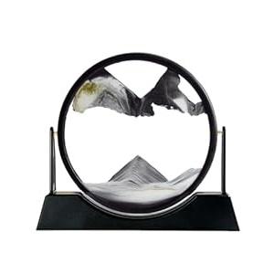 Moving Sand Art Picture Liquid Motion, 3D Quicksand Dcor, Deep Sea Sandscapes with Display Flowing Sand Frame for Relaxing, Desktop Office Home Decoration (Bla)