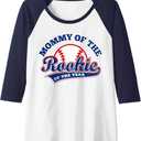 Womens Mommy of The Rookie Shirt,Rookie of The Year Baseball Mommy Raglan Baseball Tee XL