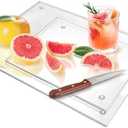 Seelenruhe Tempered Glass Cutting Boards for Kitchen Counter, Clear Cutting Boards for Countertop, Non-Slip, Heat-Resistant, Easy to Clean, Kitchen Decoration, 16x12 & 12x8 2PCS