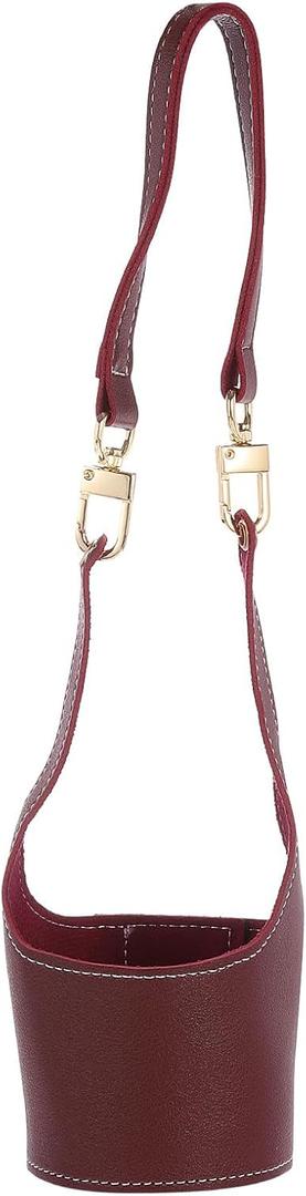 uxcell Water Bottle Carrier Holder with Strap, PU Leather Tumbler Holder Coffee Cup Holder Water Bottle Sleeve Bag for Camping Hiking (Red)