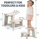 Kids Step Stool for Toddlers - Dual Height Potty Training Stool for Bathroom Sink & Kitchen, Non-Slip 2 Step Stool, Holds up to 200lbs, Sturdy Safety Helper for Kids (Gray White)