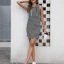 AUSELILY Womens Summer Dresses 2025 Casual Sleeveless Sweatshirt Dress Drawstring Hoodie Mini Dress with Pockets (Black, L)