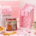 100 Pcs Small Charcuterie Boxes with Clear Lids Dessert Boxes Treat Cupcake Cake Slice Container Take Away Paper Disposable Food Containers for Sandwich Cookies Party Supplies(Pink, Bow)