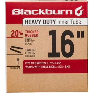 Blackburn 16" x 1.75-2.25" Schrader Heavy Duty Bicycle Inner Tube with tire levers