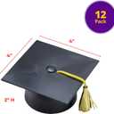 DecoPac Black Grad Cap with Tassels Cake Topper, Elegant Graduation Hat Cake Decoration, Food Safe, Pack of 12 (22422)