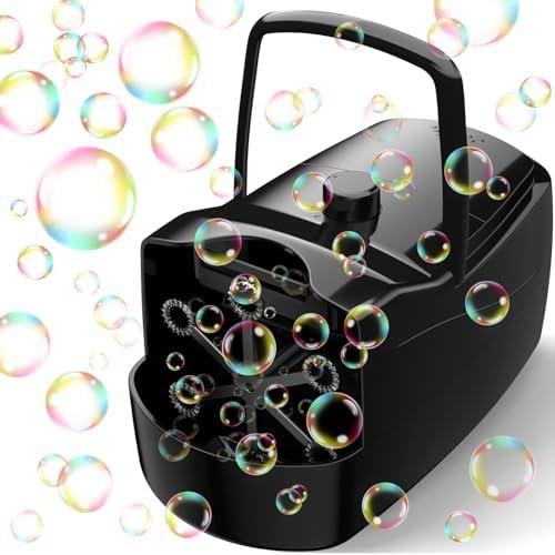 Bubble Machine, Automatic 18000+ Per Minute Big Bubbles Blower Maker for Kids Toddlers with 2 Speeds,6 Wands,Operated by Plugin or Batteries for Outdoor/Indoor Birthday Parties, Wedding (Black) Bubble Machine, Automatic 18000+ Per Minute Big Bubbles Blower Maker for Kids Toddlers with 2 Speeds,6 Wands,Operated by Plugin or Batteries for Outdoor/Indoor Birthday Parties, Wedding (Black)