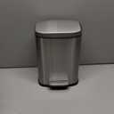 Amazon Basics Smudge Resistant Mini Rectangular Trash Can With Soft-Close Foot Pedal, Brushed Stainless Steel, for Bathroom & small space, 5 L /1.32 Gal, Satin Nickel Finish, 7.3x8.5 x11.8 in (LxWxH)