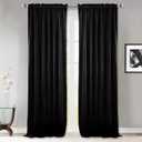 StangH Black Velvet Curtains 96 inches Long - Blackout Thermal Insulated Drapes Energy Smart Repel Summer Hot & Winter Cold Privacy Panels for Home Theater, Black, 52 x 96 inches, 2 Pcs