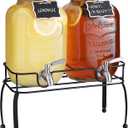 mustry Glass Drink Dispenser for Parties, 1 Gallon Beverage Dispenser with Stand and Spigot Solid Stainless Steel, Used as Lemonade Dispenser Sun Tea Jar Kombucha Jar, Set of 2