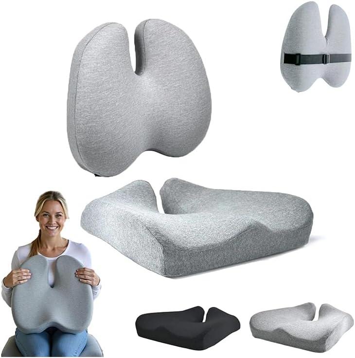 Nordic Comforts Seat & Lumbar Cushion, Happicartus Seat Cushion, Nordicscomforts Orthopedic Lumbar Cushion with Detachable Pillowcase for Office  Hip & Sciatic Comforts, Long-Lasting (White)