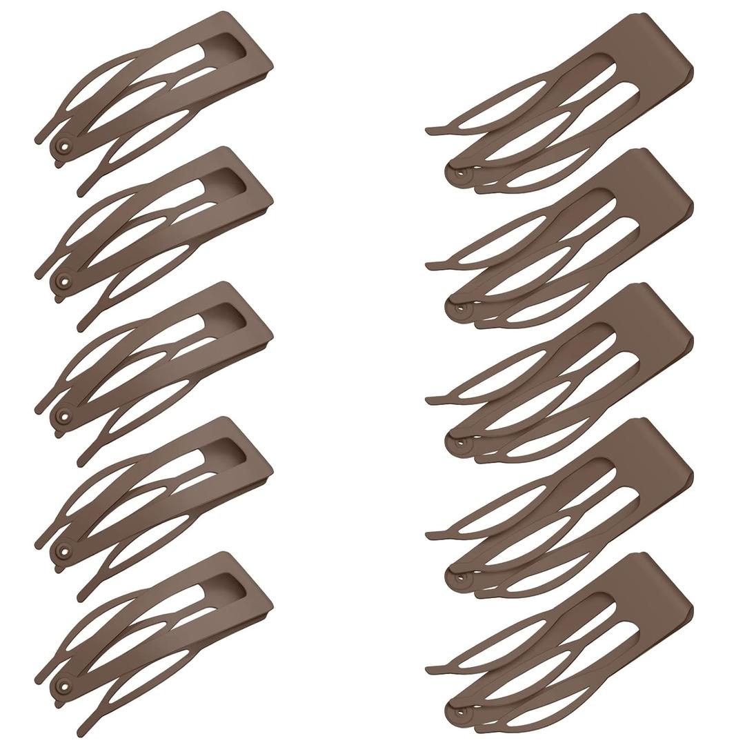Chinco 24 Pcs Double Grip Hair Clips Metal Snap Hair Clips Barrettes Accessories 2 Inch Brown for Women Salon Supplies Accessories