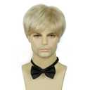 Mens Blonde Wig,Short Straight Natural Hair Synthetic Full Wig for Man Men Guy Cosplay Anime Party Costume Anime Men's Wigs
