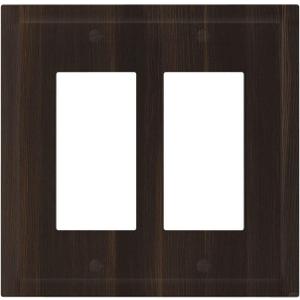 Decorative Outlet Covers Dark Brown Wood Grain 2 Gang Double Rocker Electrical Switch Plate Cover Decorate Gfci Wall Plate Light Switch Cover Plate For Farmhouse Cabin Decor