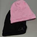 Silk Satin Lined Bonnet Sleep Cap - Adjustable Stay on All Night Hair Wrap Cover Slouchy Beanie for Curly Hair Protection for Women and Men - Black & Pink