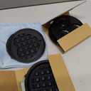 Baker's Friend 4 in 1 Mini Waffle Maker with Removable Plates, Set Includes Mini Pancake, Donut, Heart Shape Waffle Makers, Compact Size, Recipe Included, Red