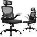 Marsail Ergonomic Mesh Office Chair, High Back Desk Chair with Height Adjustable Flip-Up Arms, Lumbar Support, Headrest, Swivel Computer Task Chair for Home, Office, Gaming