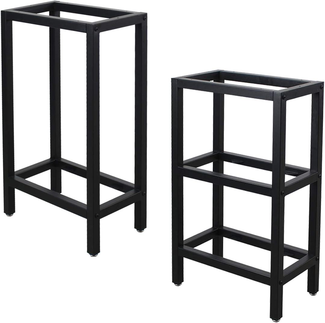 MBQQ Rustic Iron Office & Dining Table Legs with Shelves - Heavy Duty Metal, 28' Height, 17.7' Length, 9.8' Width - Industrial Modern Style - DIY Butcher Block