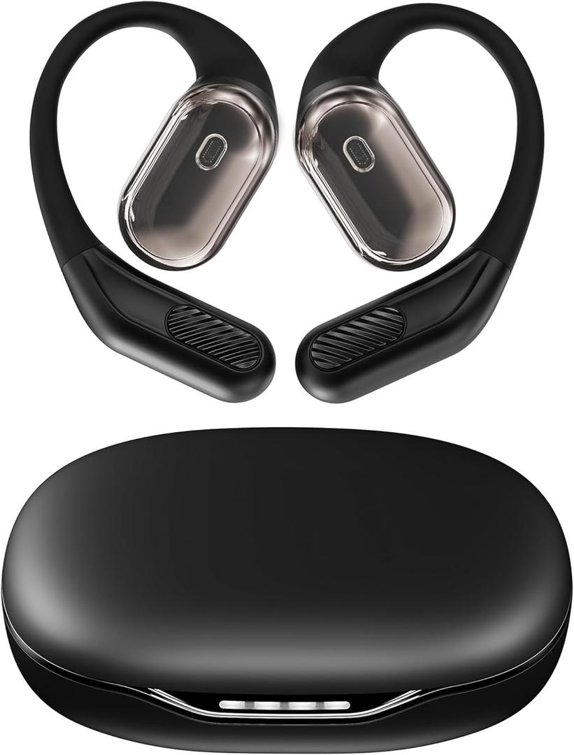 Open-Ear Headphones, Over Ear Earbuds with Ear Hooks, True Wireless Bluetooth Earphones with Microphone, Touch Control, Clear Calls, 60H Playtime, IPX7 Waterproof for Running and Workouts