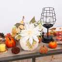 SY Super Bang Fall Pumpkins Decor, White Artificial Flower Plant Berry Foam Faux Big Pumpkins Decorations, for Autumn Harvest Thanksgiving Wedding Fireplace Table Centerpieces Party Decor.