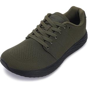 WHITIN Men's Wide Toe Box Walking Shoes + Zero Drop with Non-Slip Rubber Outsole (Black) 40/8