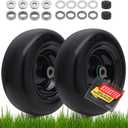 11x4.00-5 Lawn Mower Tires Flat Free (2 Pack),Universal 11x4-5 Solid Smooth Tractor Turf Tire with Rim, 3.4" Centered Hub and 3/4" & 5/8" Bushing, For Zero Turn Mowers and Riding Lawn Mower (Black)