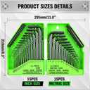 SWANLAKE GARDEN TOOLS 32-Piece Hex Key Allen Wrench Set, SAE and Metric Allen Keys MM(0.7mm-10mm) SAE(0.028"-3/8), L Shape, Chrome Vanadium Steel, Easy Organization