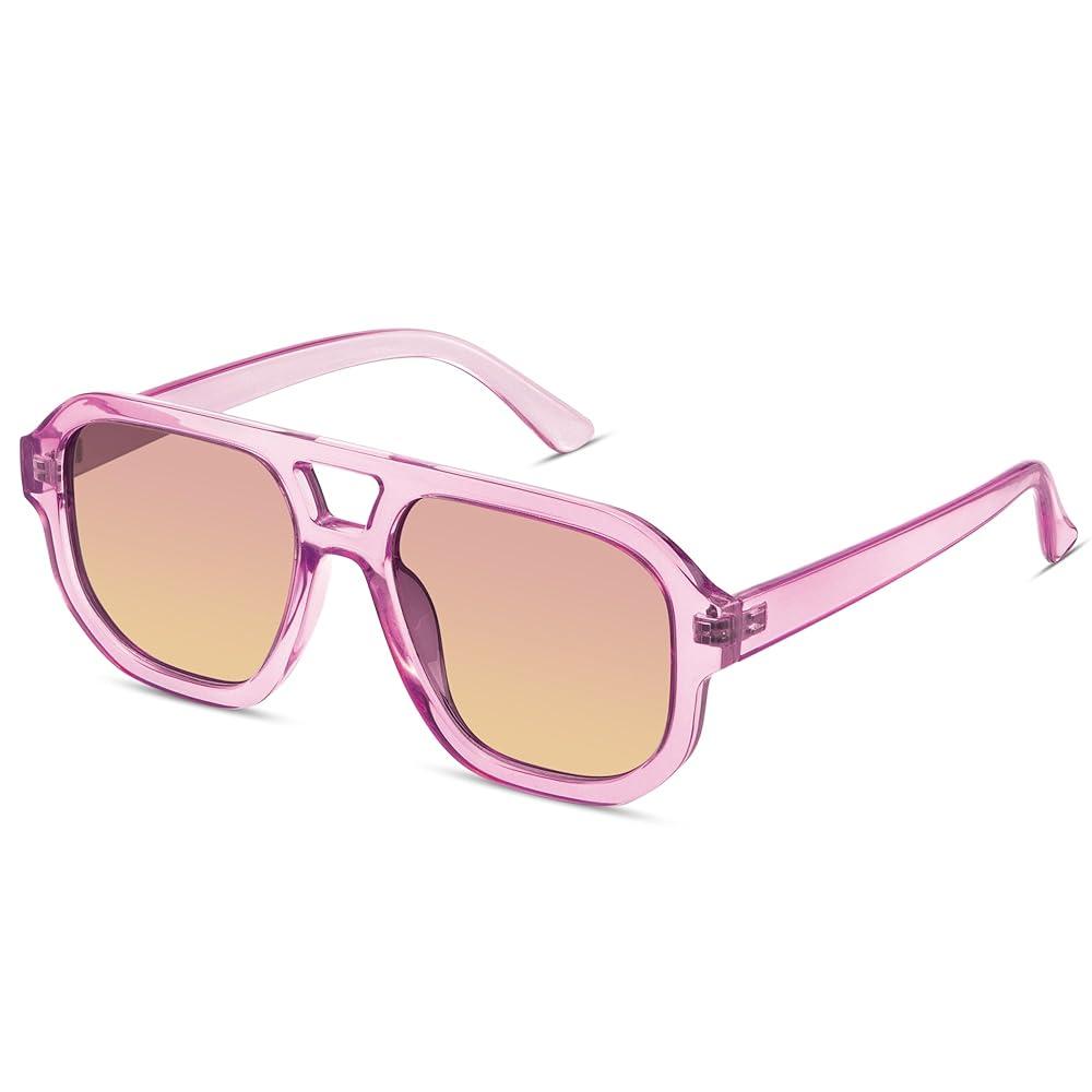 livho Trendy Polarized Square Aviator Sunglasses Women Men Square Eyewear Frame, Retro Sun Glasses for Women Men 2025 Shades