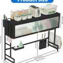 ASIEIT Dish Drying Rack, 3-Tier Over The Sink Dish Drying Rack, 33.5" Over Sink Dish Rack for Small Kitchen, Space-Saving Dish Rack with Cover, Baskets, Utensil, Large Sink Storage Organizer Black, 33.5 x 11.8 x 31.1 inch